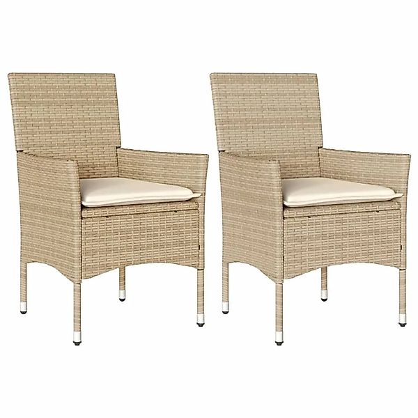 vidaXL Gartenstühle mit Kissen 2 Stk Beige Poly Rattan 368113 günstig online kaufen