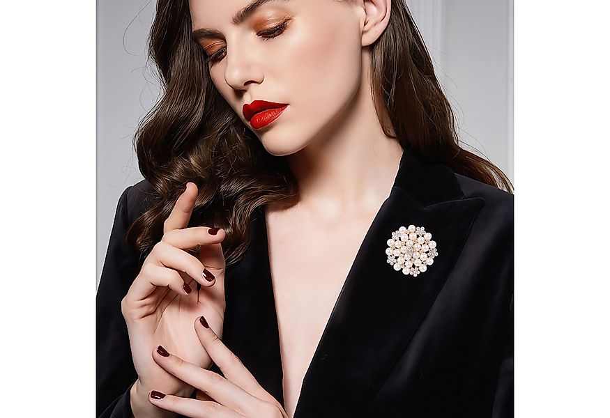 FOUORTUNATE-BEE Brosche Perlen-Strass-Brosche als Reversnadel mit Geschenkb günstig online kaufen