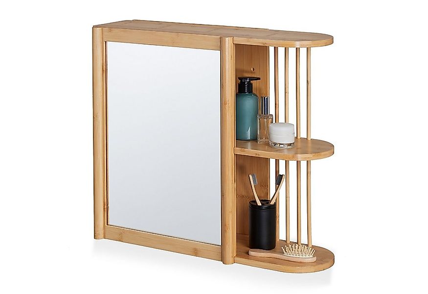 relaxdays Badregal Bambus Wandregal mit Spiegel günstig online kaufen