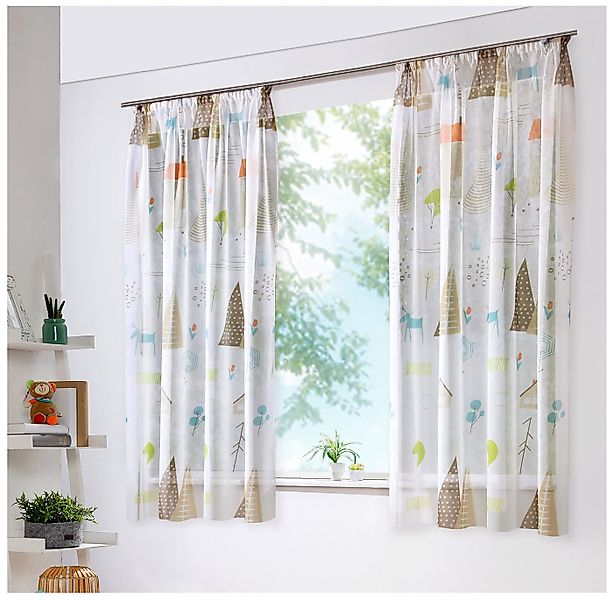 heimtexland Vorhang Skandi Dekoschal Gardine Kinderzimmer Natur Bunt (1 St) günstig online kaufen