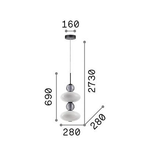 Ideal Lux LED-Hängeleuchte Lumiere-2, Glas opal/grau günstig online kaufen