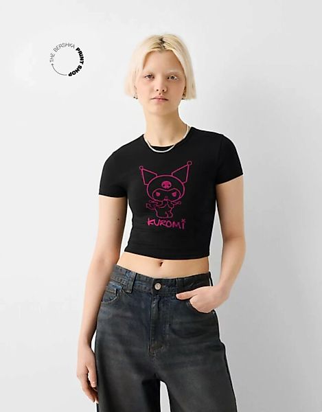 Bershka T-Shirt Kuromi Mit Kurzen Ärmeln Damen 10-12 Schwarz günstig online kaufen