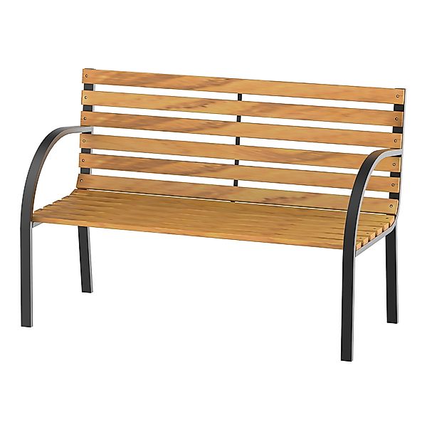 Outsunny Gartenbank 2-Sitzer Parkbank aus Stahl und Kiefernholz, natürliche günstig online kaufen