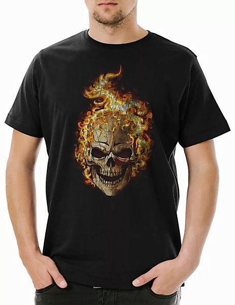 Urban Backwoods Print-Shirt Burning Skull II Herren T-Shirt Brennender Schä günstig online kaufen