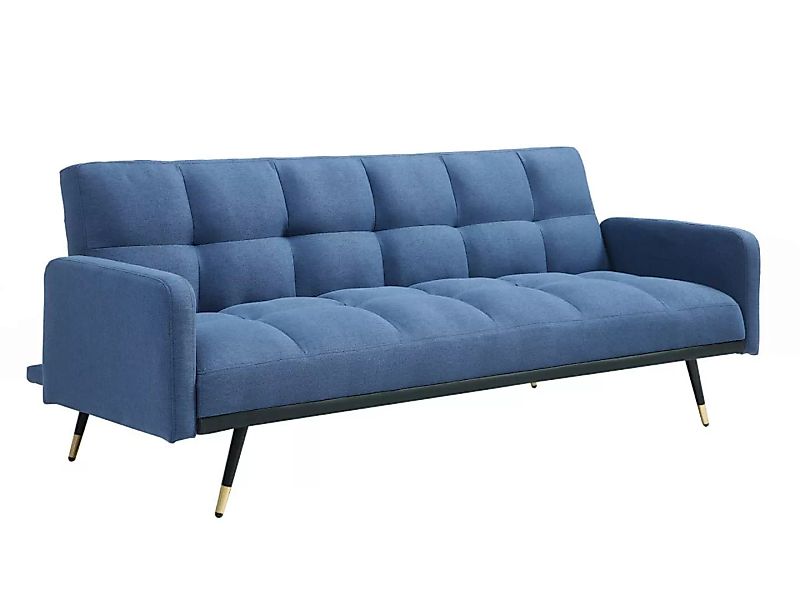 Sofa 3-Sitzer mit Schlaffunktion - Stoff - Blau - ROREMA günstig online kaufen
