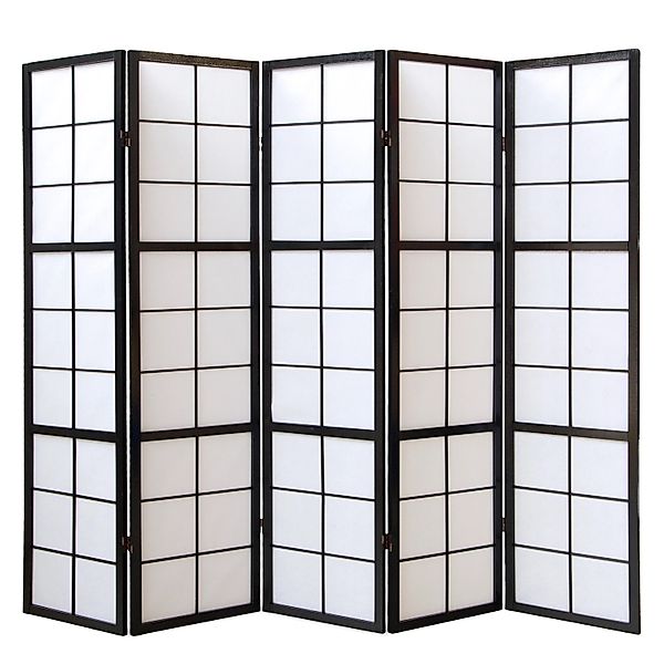 Homestyle4u 5-tlg. Paravent Shoji in Schwarz 220x175 cm 283 günstig online kaufen