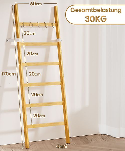 Yorbay Handtuchleiter Handtuchhalter Bambus, 6 Ebenen, günstig online kaufen