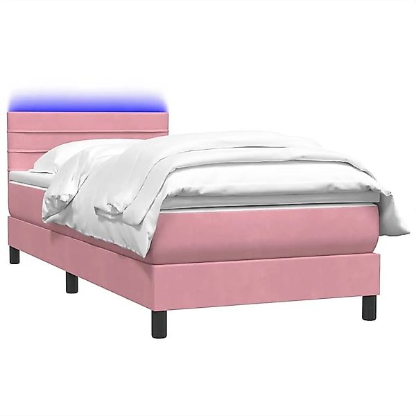 vidaXL Boxspringbett mit Matratze & LED Rosa 90x210 cm Samt 3316964 günstig online kaufen