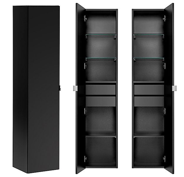 Lomadox Hochschrank PUEBLA-56-BLACK mit innenliegenden Schubladen in matt s günstig online kaufen