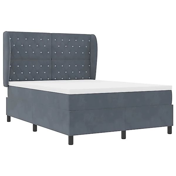 vidaXL Boxspringbett mit Matratze Dunkelgrau 140 x 190 cm Samt 3340869 günstig online kaufen