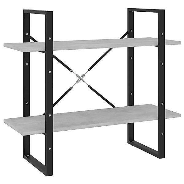 vidaXL Bücherregal 2 Fächer Betongrau 80x30x70 cm Holzwerkstoff 806451 günstig online kaufen