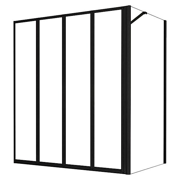 AICA 90x140cm Schwarz 4-ftg. Faltbare mit 80cm Seitewand Badewanneaufsatz 4 günstig online kaufen