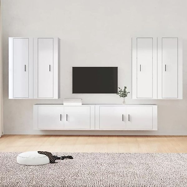Vidaxl 6-tlg. Tv-schrank-set Hochglanz-weiß Holzwerkstoff günstig online kaufen