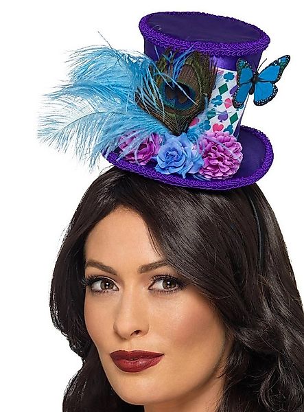 Smiffys Kostüm Mini Hutmacher Hut, Verrückt: kleiner Zylinder mit viel Deko günstig online kaufen