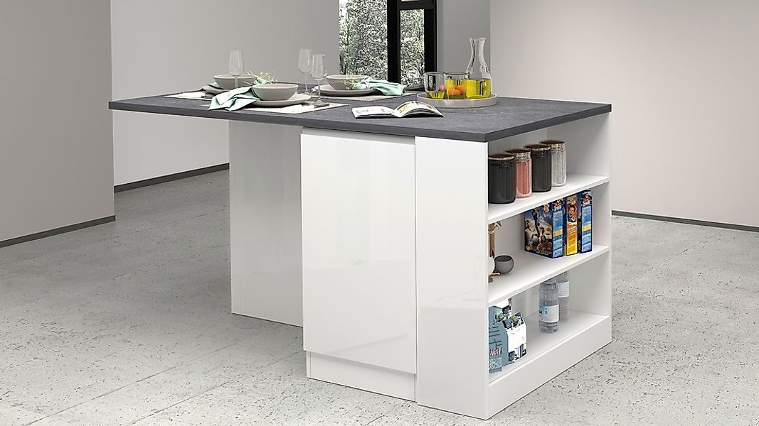 KOCHSTATION Kücheninsel »KS-Sole«, Breite 160 cm, 2 Türen, 4 offene Fächer günstig online kaufen