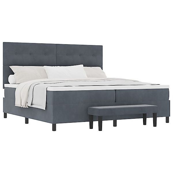 vidaXL Bett Boxspringbett mit Matratze & Bank Dunkelgrau 200x200 cm Samt (2 günstig online kaufen