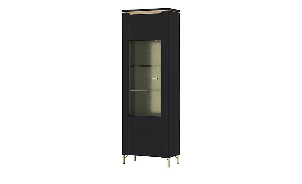 Vitrine mit Softclose Losini ¦ schwarz ¦ Maße (cm): B: 70 H: 201 T: 40.0 Sc günstig online kaufen