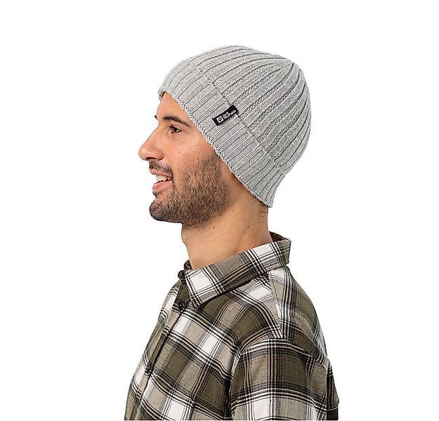 Jack Wolfskin Strickmütze Rib Knit Beanie (Fleece-Futter) grau günstig online kaufen