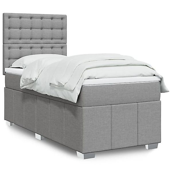 vidaXL Boxspringbett, Boxspringbett mit Matratze Hellgrau 90x200 cm Stoff günstig online kaufen