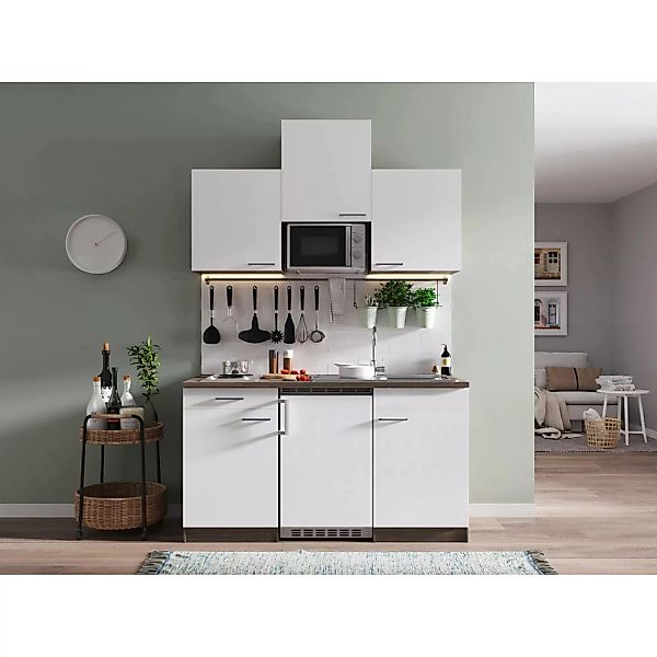 Respekta Küchenzeile KB150EYWMI 150 cm Weiß-Eiche York Nachbildung günstig online kaufen