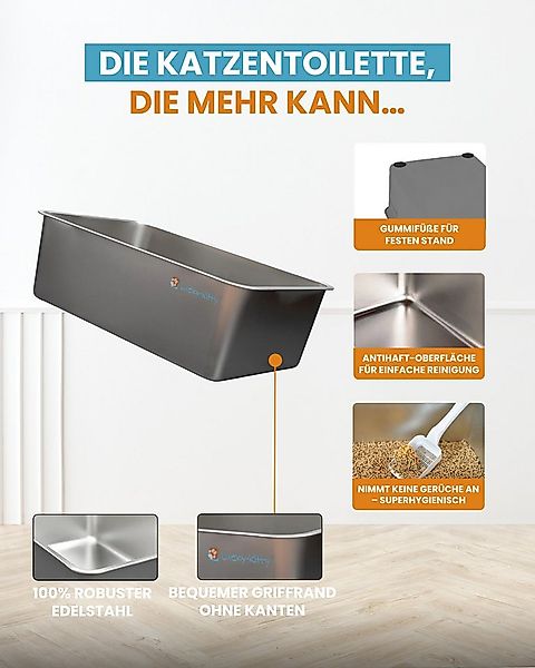 Lucky-Kitty Katzentoilette XXL Katzenklo aus Edelstahl mit Deckel absolut a günstig online kaufen