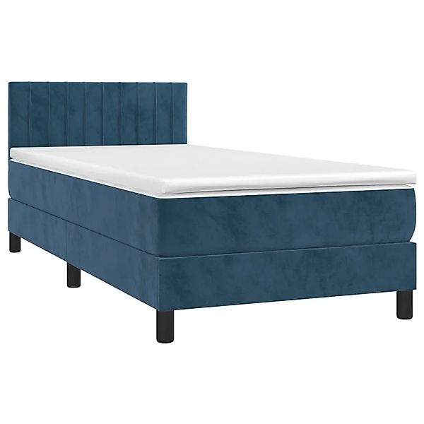 vidaXL Boxspringbett mit Matratze & LED Dunkelblau 90x190 cm Samt 3134499 günstig online kaufen