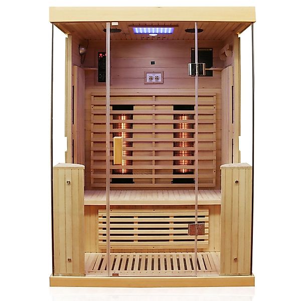 Dewello Infrarotkabine Sauna Kingston 130cm x 105cm 2 Personen Vollspektrum günstig online kaufen