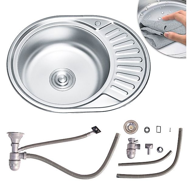 Mucola Edelstahlspüle Edelstahlspüle 57CM Einbauspüle Spülbecken Küchenspül günstig online kaufen