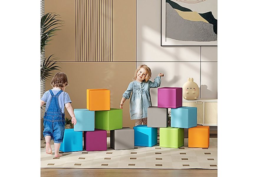 HOMCOM Bauklötze Kunstleder EPE Spielbausteine, (Bauspielzeug, 12 St., Scha günstig online kaufen