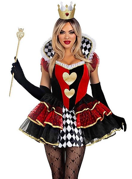 Leg Avenue Kostüm Herzkönigin Kleid - Halloween Kostüm Damen, Körperbetont günstig online kaufen