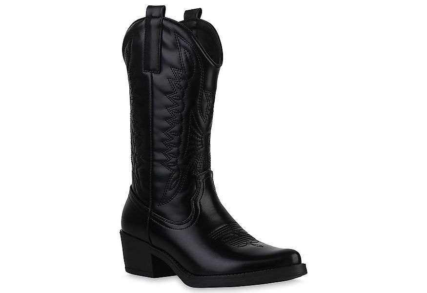 VAN HILL 840208 Cowboystiefel Damen Cowboystiefel Stiefel Stickereien Holzo günstig online kaufen