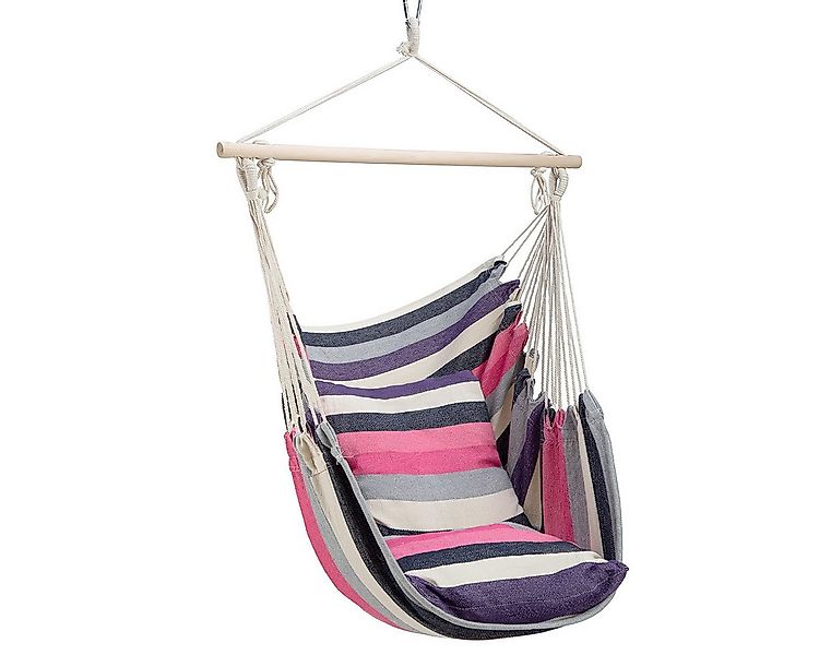 NILS CAMP Hängesessel Hängeschaukel Hängestuhl rosa gestreift inkl. 2 Kisse günstig online kaufen