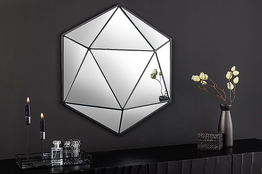 riess-ambiente Dekospiegel DIAMOND 65cm schwarz · Metall · handmade Dekorat günstig online kaufen