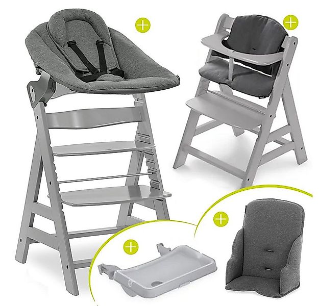 Hauck Hochstuhl Alpha Plus Grey XXL Newborn Set, Babystuhl ab Geburt, Aufsa günstig online kaufen