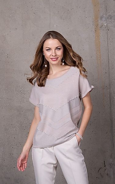 Passioni Kurzarmpullover mit diagonalen Streifen und günstig online kaufen