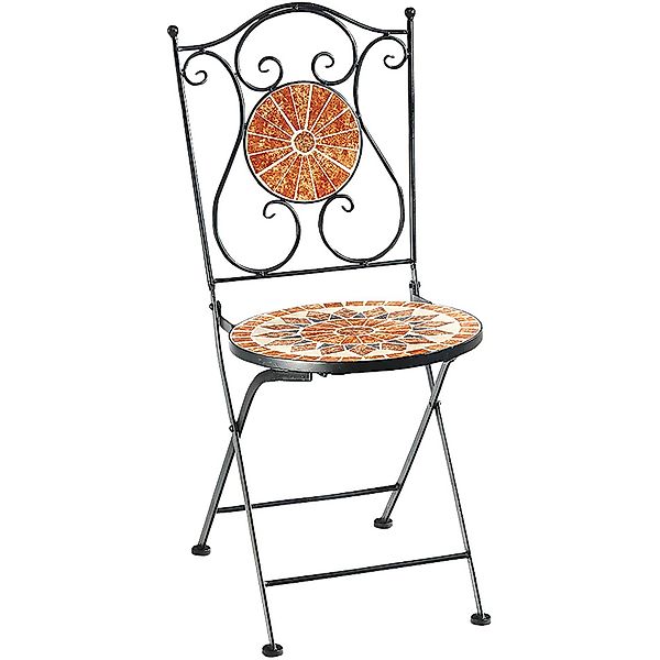 Kobolo Gartenstuhl Klappstuhl Mosaikstuhl Stuhl aus Metall Orange H88 cm günstig online kaufen