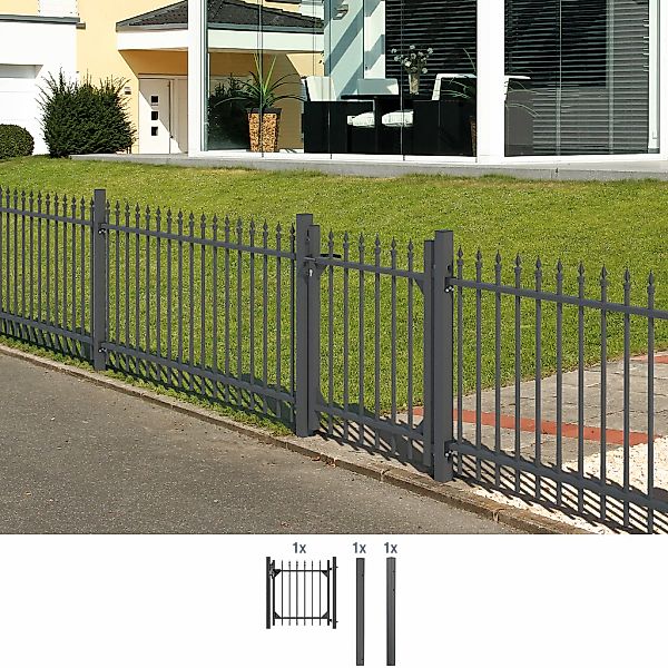 Metallzaun Einzeltor-Set Chaussee Anthrazit z. Einbetonieren 100 cm x 96 cm günstig online kaufen