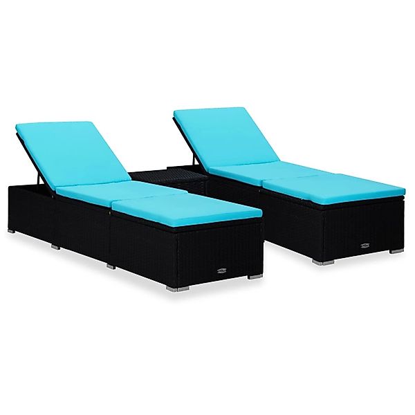 vidaXL Gartenliege 3-tlg. Garten-Sonnenliegen mit Teetisch günstig online kaufen