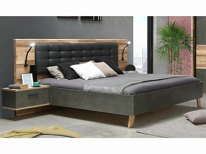 möbelando Bett Rhodos, Modernes Bett mit Fußgestell aus Spanplatte in Stabe günstig online kaufen