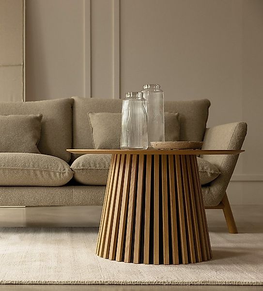 faee Couchtisch Lagom, rund, aus massiver Weißeiche, Gestell mit Lamellenst günstig online kaufen