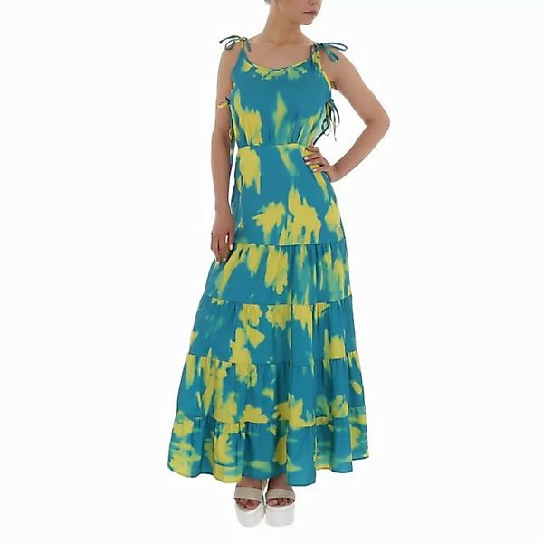 Ital-Design Sommerkleid Damen Freizeit Stufenkleid Volants Batik Maxikleid günstig online kaufen