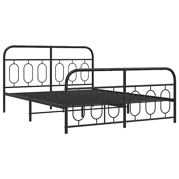 vidaXL Bettgestell mit Kopf- und Fußteil Metall Schwarz 140x190 cm 377135 günstig online kaufen