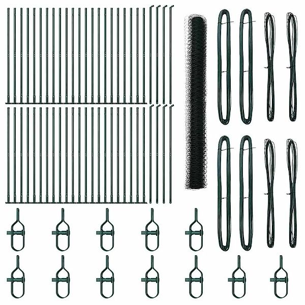 vidaXL Zaunpfosten Grün 100 x 1,4 m 50 mm Maschen Stahl und PVC 3353598 günstig online kaufen