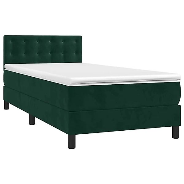 vidaXL Boxspringbett mit Matratze Dunkelgrün 100x200 cm Samt 3141530 günstig online kaufen