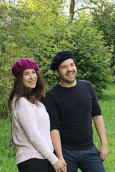 Breiter Baskenmütze meliert aus Wolle günstig online kaufen