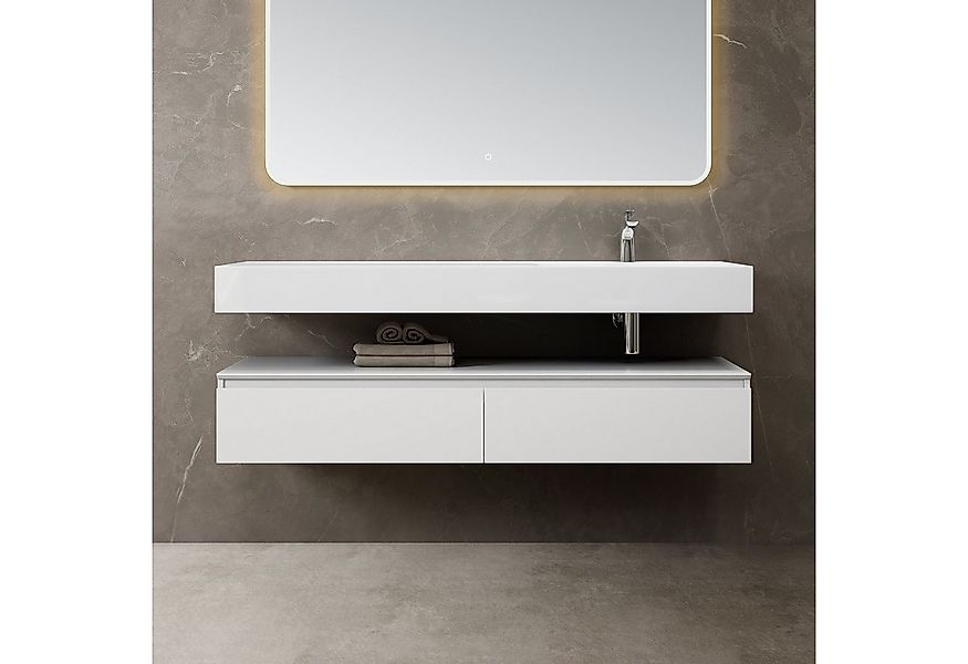 doporro Badmöbel-Set Waschtisch mit Unterschrank 150cm Mineraglguss Waschbe günstig online kaufen