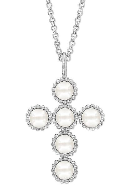 Engelsrufer Kette mit Anhänger Halskette Perlen Kreuz, mit Muschelkernperle günstig online kaufen