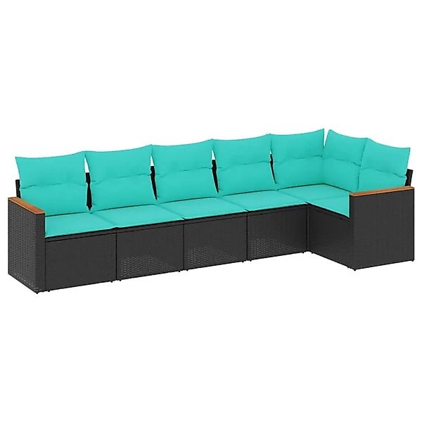 vidaXL 6-Tlg Gartensofa-Set mit Kissen Schwarz Polyrattan 3225987 günstig online kaufen