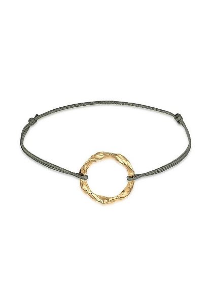 Elli Armband Kreis Design Grau Nylon 925 Sterling Silber vergoldet günstig online kaufen