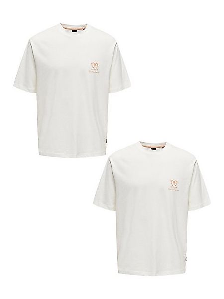 ONLY & SONS T-Shirt 2er-Set Kurzarm locker geschnitten Rundhals (2-tlg) ONS günstig online kaufen